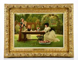 GEORGE DUNLOP LESLIE (1835-1921); oil on canvas, "Feast of Roses", signed, 26 x 36cm, framed.