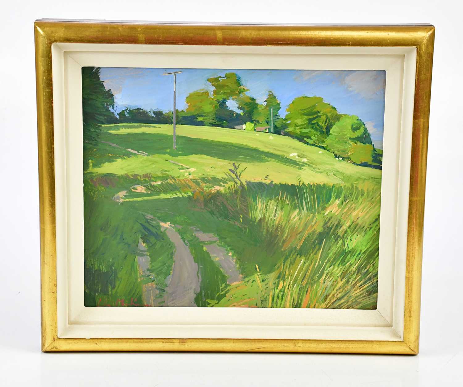 † LUKE MARTINEAU (born 1970); oil on board, 'The Track Over The Hill', signed, bears Panter & Hall