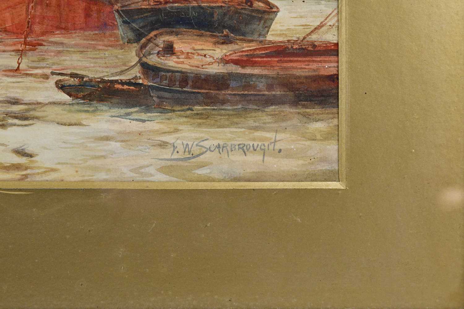 FREDERICK WILLIAM SCARBOROUGH (1860-1939); a pair of watercolours, each of shipping scenes, both - Image 7 of 7