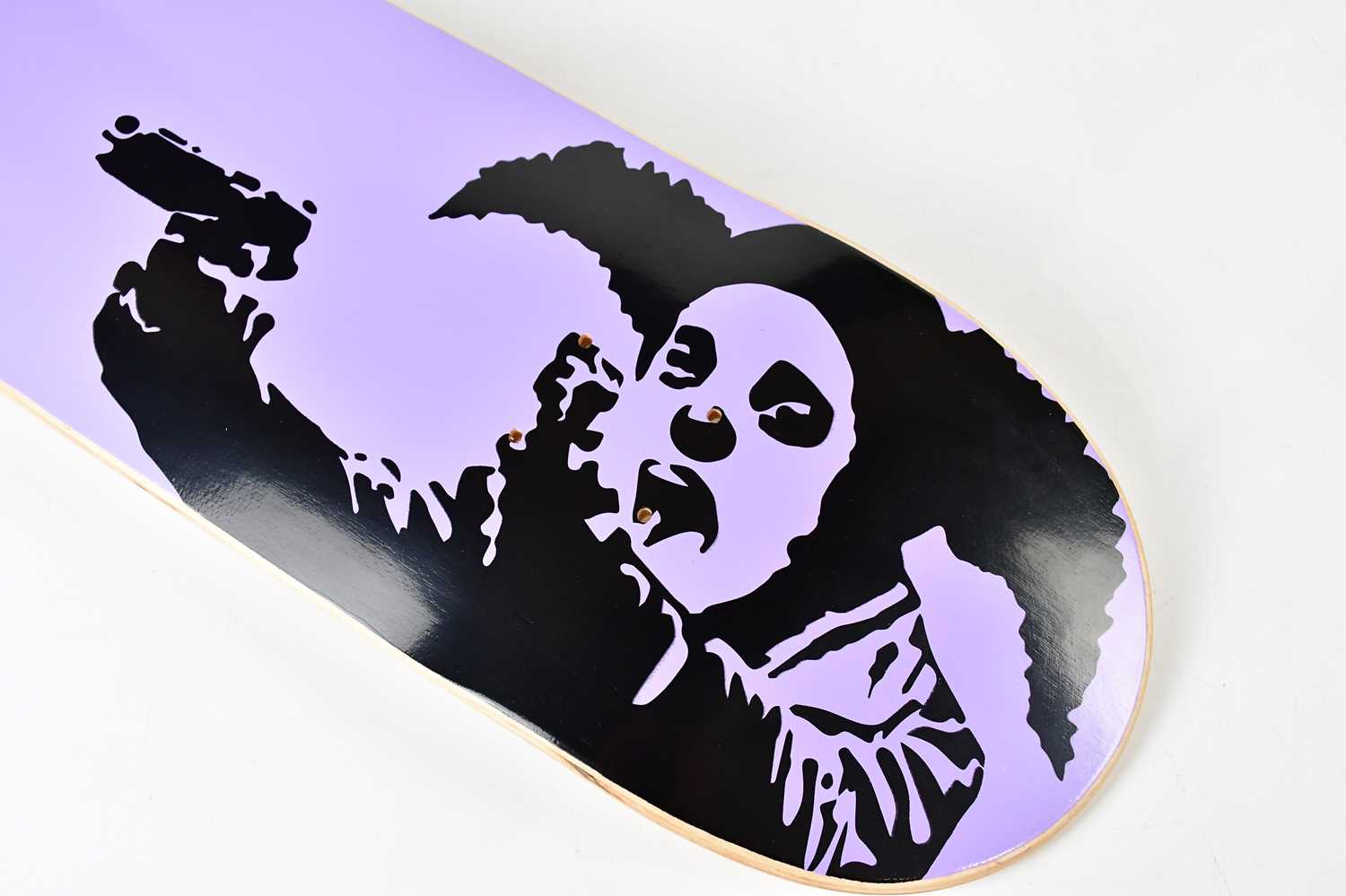 † BANKSY (born 1974); 'Clown Stockist Edition - Focus Skate Deck (2021)', hand screen printed with - Image 3 of 9