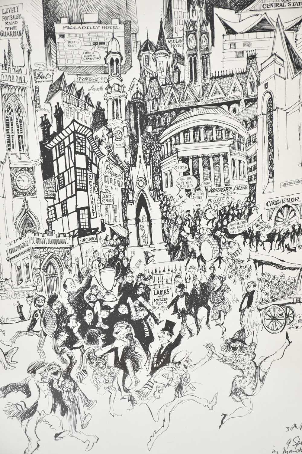 † WILLIAM 'BILL' PAPAS (1927-2000); pen and ink drawing, 'A Special Night In Manchester', - Image 2 of 4