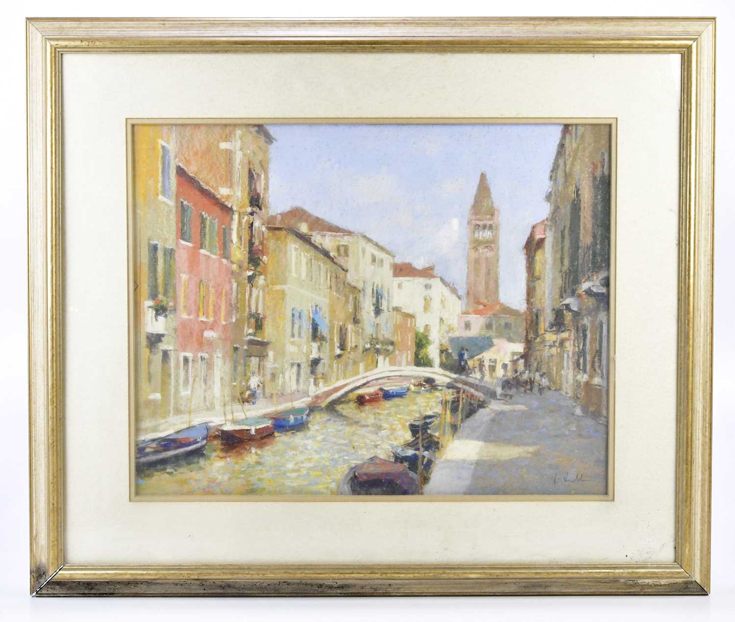 † ROBERT 'BOB' RICHARDSON (born 1938); pastel, Venetian scene, signed, 44 x 56cm, framed and