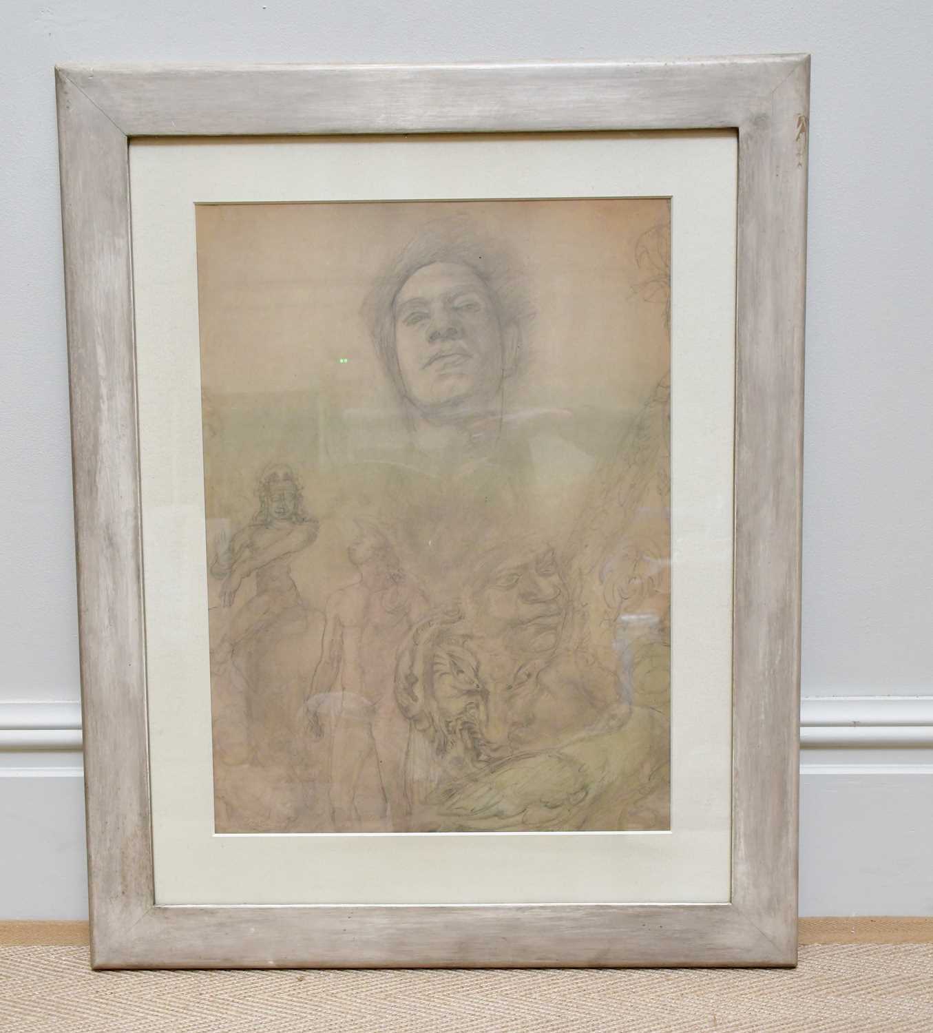 † AUSTIN OSMAN SPARE (1886-1956); pencil, 'Self Portrait, 1920', signed, 55 x 40cm, framed and - Image 2 of 5