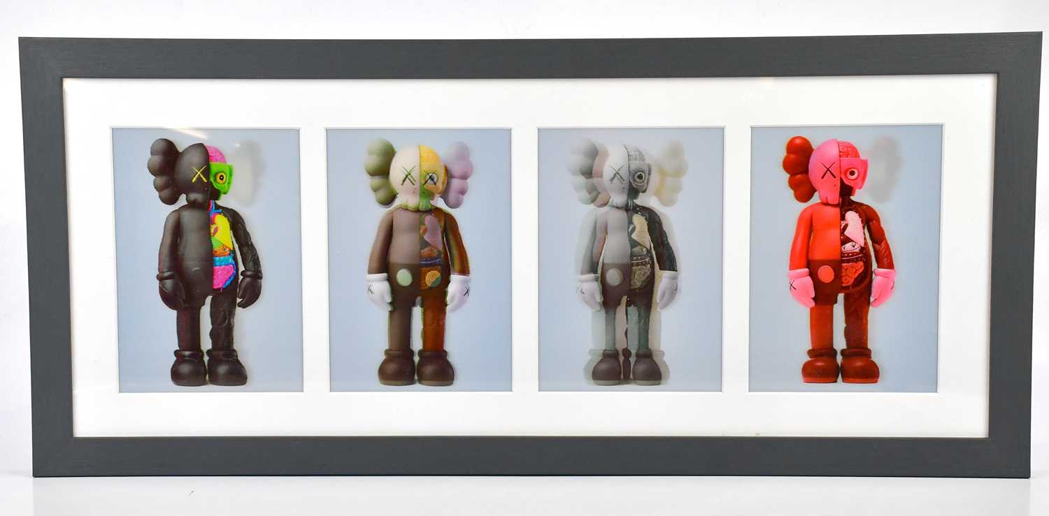 KAWS (AMERICAN, born 1974); 'Companion Flayed' (lenticular postcards set of four), black, brown,