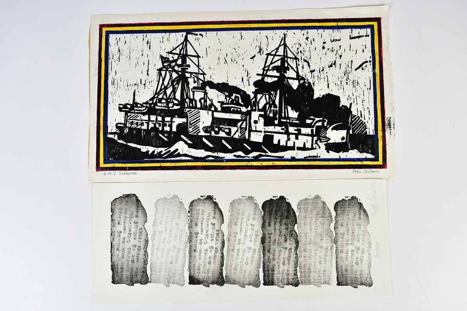 LESLIE H ?, pair of monoprints, 'Beau Bourg' No 17 & No 18, each indistinctly signed and titled, - Image 5 of 5