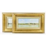 † TINA E STOKES; pair of oils on board, 'Topsham', both inscribed, signed and dated 1992, 15 x 35cm,