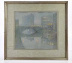 † ROBERT 'BOB' RICHARDSON (born 1938); pastel, Manchester canal scene, signed, 33 x 38cm, framed and