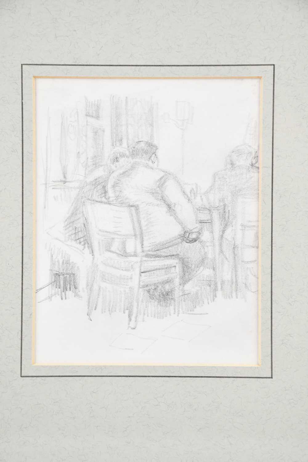 † HARRY RUTHERFORD (1903-1985); pencil drawing, figures in a public house, signed verso, 15 x - Image 2 of 3