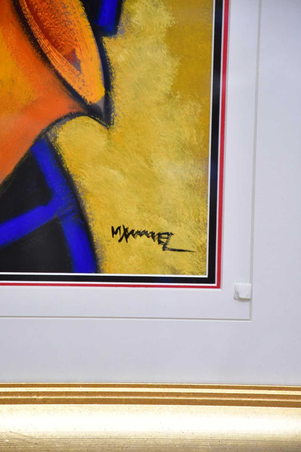 MARSHA HAMMEL; oil on gesso, 'In The Groove - 1937 Sax', signed, 60 x 44cm, framed and glazed. - Image 3 of 5