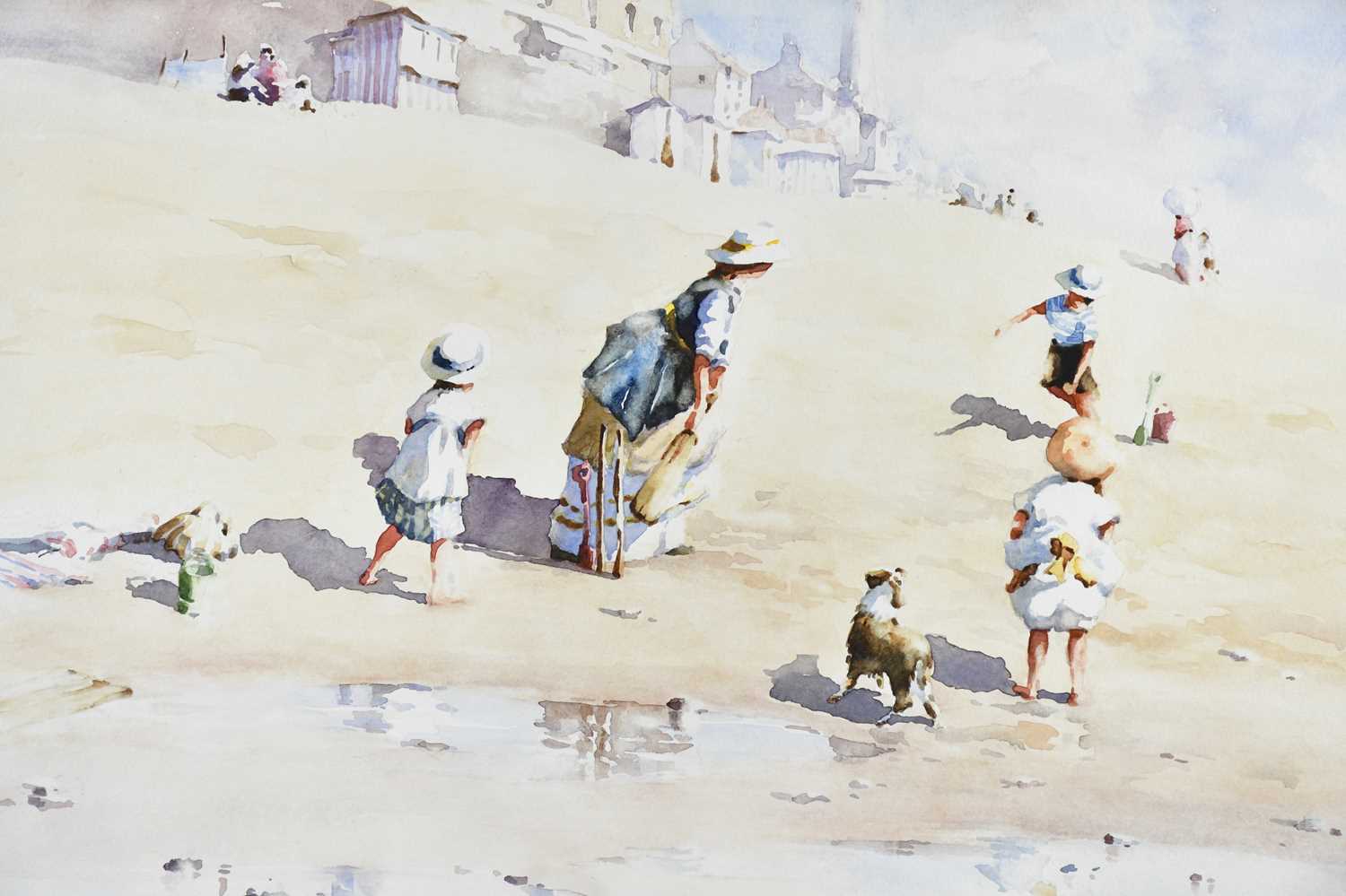 † BERNARD MCDONALD (born 1944); watercolour, cricket on the beach, signed, 32 x 51cm, framed and - Image 2 of 4