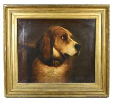 W MITCHELL; oil on canvas, 'Odin, Landseer's St. Bernard', inscribed and dated 1894 verso, 53.5 x