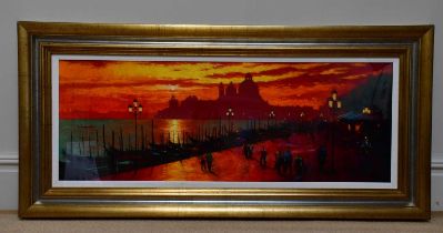 † TONY ROME; pastel, 'Sunset On The Grand Canal - Venice', signed, 43 x 120cm, framed and glazed.
