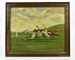 N MOORE; 19th century oil on board, 'The famous match near Cleeve Cloud, Mr J. Whittaker’s