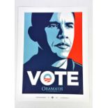 SHEPARD FAIREY (born 1970); 'Vote Obama 08' (2008), Presidential campaign fundraiser poster,