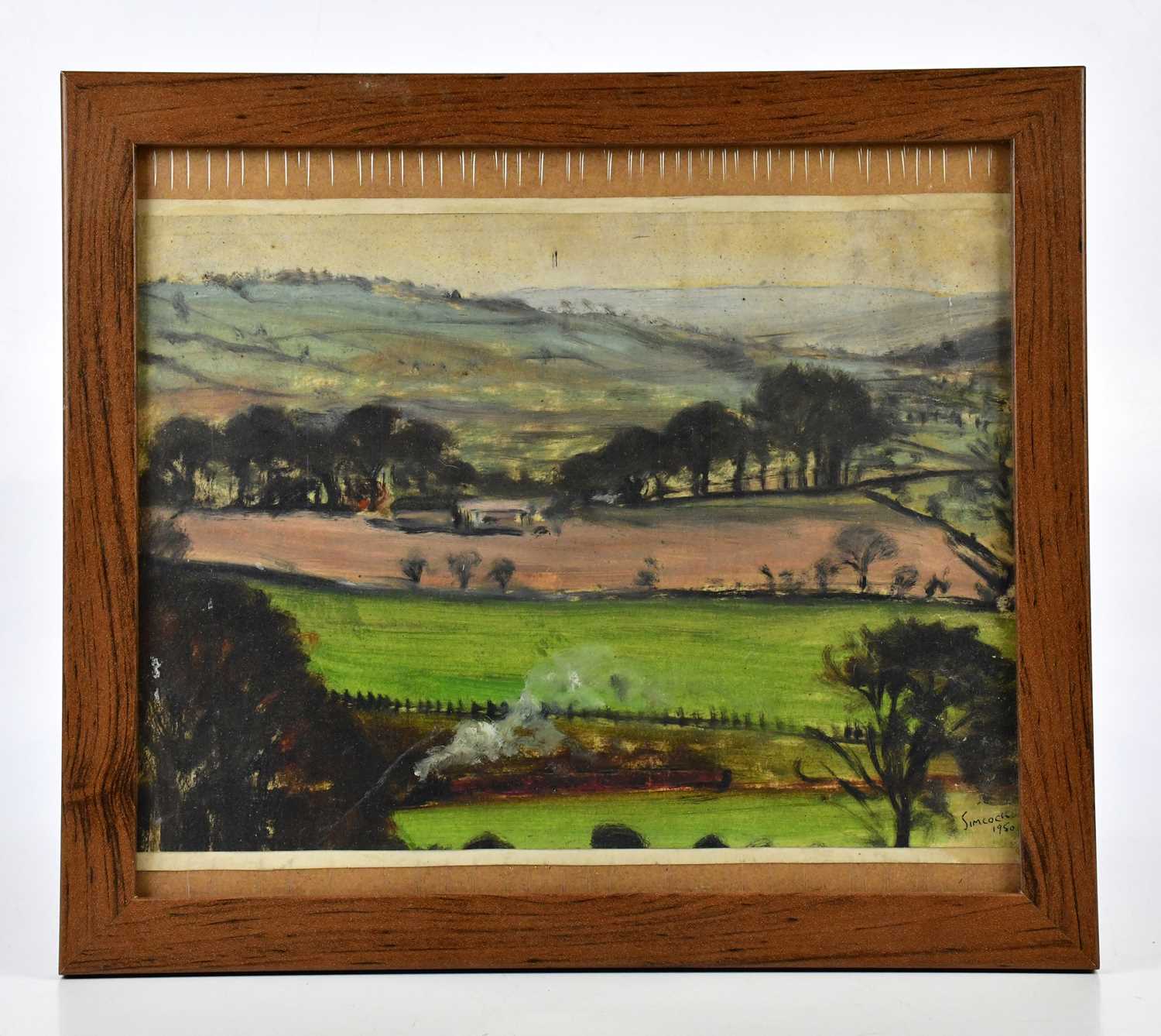 † JACK SIMCOCK (1929-2012); oil on paper, rural scene, signed lower right, 27 x 35cm, framed and