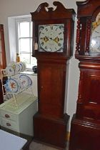 WILLIAM ROWLANDS, PWLLHELI; a 19th century eight day longcase clock, the painted dial set with swans