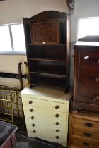 A painted chest of five drawers, width 75cm, together with an oak student's bureau (2).