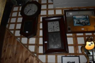 Two American wall clocks including a rectangular example with glazed door, 64 x 39cm (2).