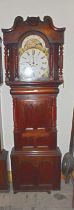 D. JONES, PWLLHELI; a large 19th century eight day longcase clock, the painted face set with moon