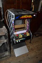 A reproduction Mame arcade machine, cased, height 124cm, in need of restoration.