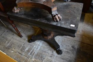 Two 19th century fold-over swivel top games table, to include a rosewood example on a fluted