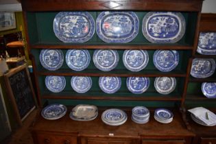 Fifty-two pieces of 19th century and later blue and white ironstone in the 'Willow' and 'Italian'