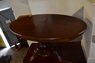 A Victorian mahogany loo table cut down to make a coffee table, length 92cm, height 53cm.