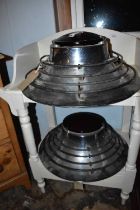 Two vintage heat lights, diameter 46cm.