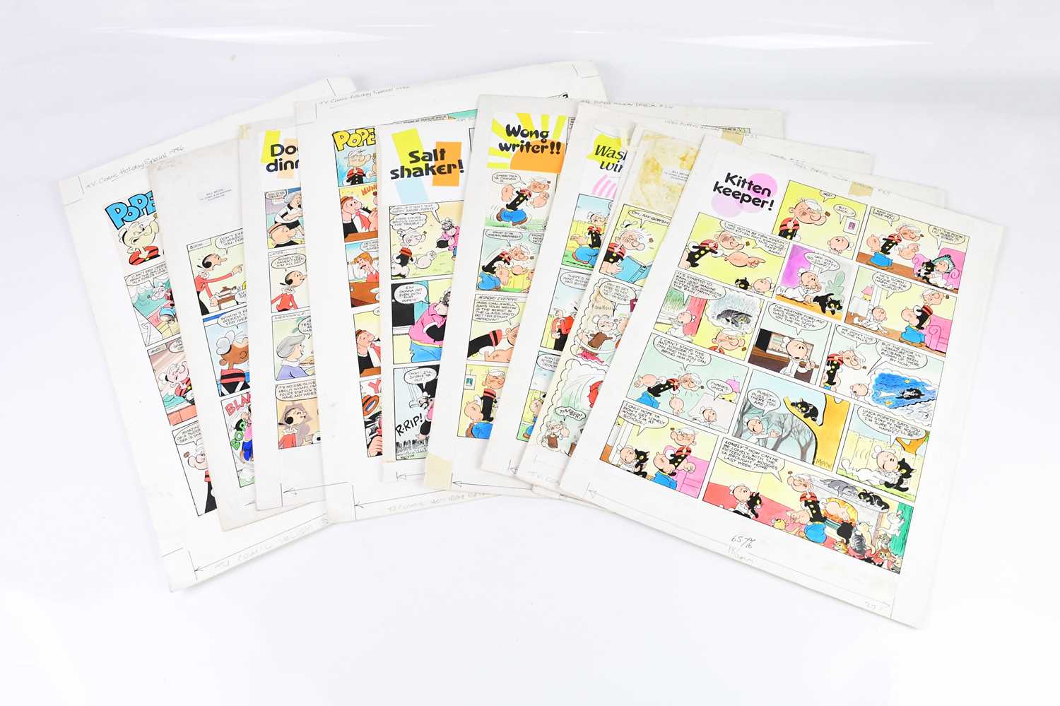 † BILL MEVIN; ten original storyboard cartoons for Popeye, some with annotated detail. Condition