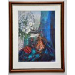 † JUNE BEVAN; acrylic, 'Restored Copper Jug', signed lower left, 73 x 53cm, framed and glazed.