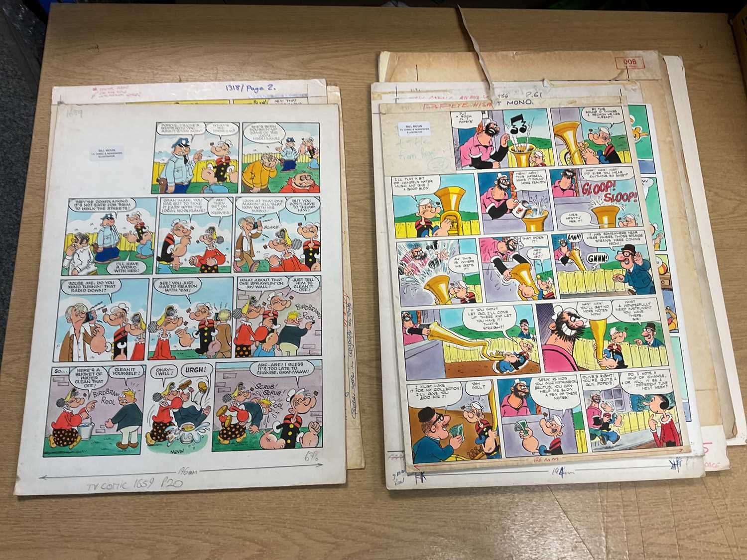 † BILL MEVIN; ten original storyboard cartoons for Popeye, some with annotated detail. Condition - Image 6 of 7