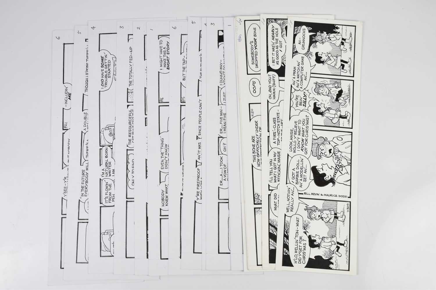 † BILL MEVIN (AND MAURICE DODD); twenty black and white original storyboard cartoons for The