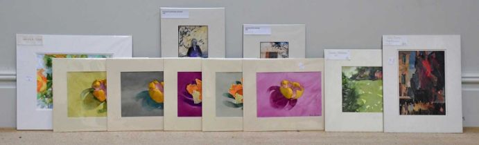 † JUNE BEVAN; a collection of ten watercolours including 'Painting Still Life, Bramhall', '