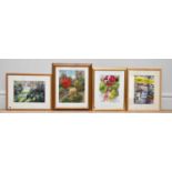 † JUNE BEVAN; a group of four watercolours, 'Styal Country Park', 'Streptocarpus with Fruit', 'The