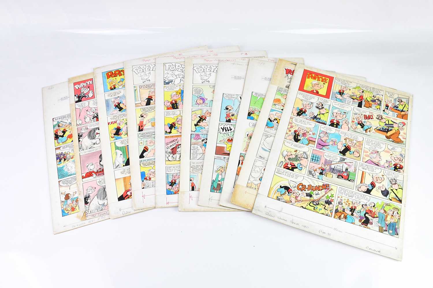 † BILL MEVIN; ten original storyboard cartoons for Popeye, some with annotated detail. Condition