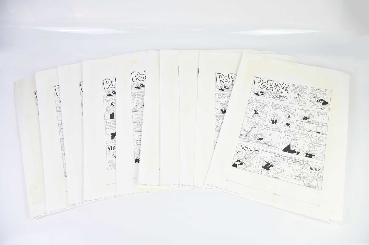 † BILL MEVIN; ten original black and white storyboard cartoons for Popeye, produced for holiday