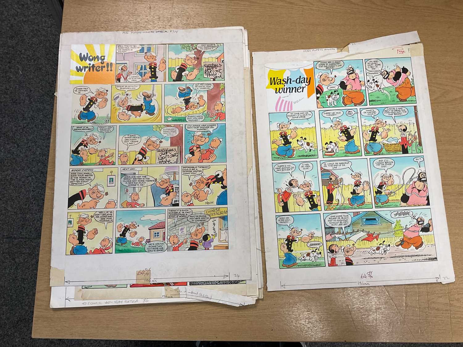 † BILL MEVIN; ten original storyboard cartoons for Popeye, some with annotated detail. Condition - Image 3 of 7