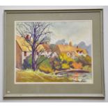 † JUNE BEVAN; watercolour, 'The Old Tree, Upper Slaughter, Cotswolds', signed lower left, 40 x 50cm,