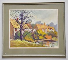 † JUNE BEVAN; watercolour, 'The Old Tree, Upper Slaughter, Cotswolds', signed lower left, 40 x 50cm,