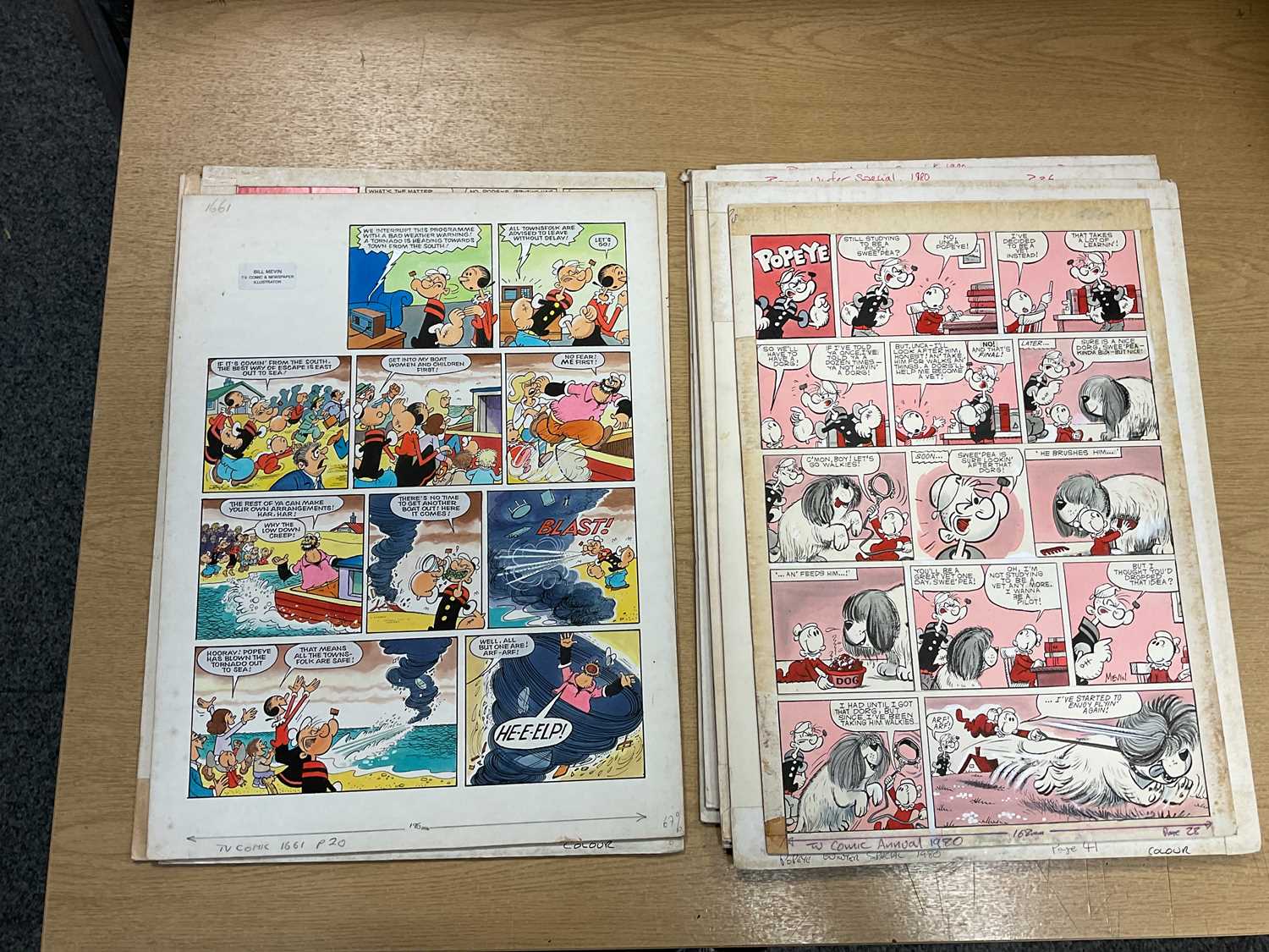 † BILL MEVIN; ten original storyboard cartoons for Popeye, some with annotated detail. Condition - Image 6 of 7