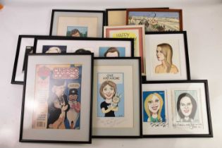 † BILL MEVIN; a group of various hand drawn pieces of art work including caricature studies, study