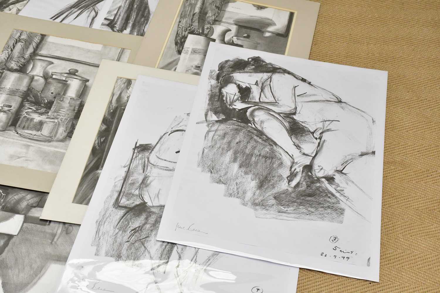 † JUNE BEVAN; a large collection of charcoal and pencil drawings, mainly of still life studies. - Image 4 of 5