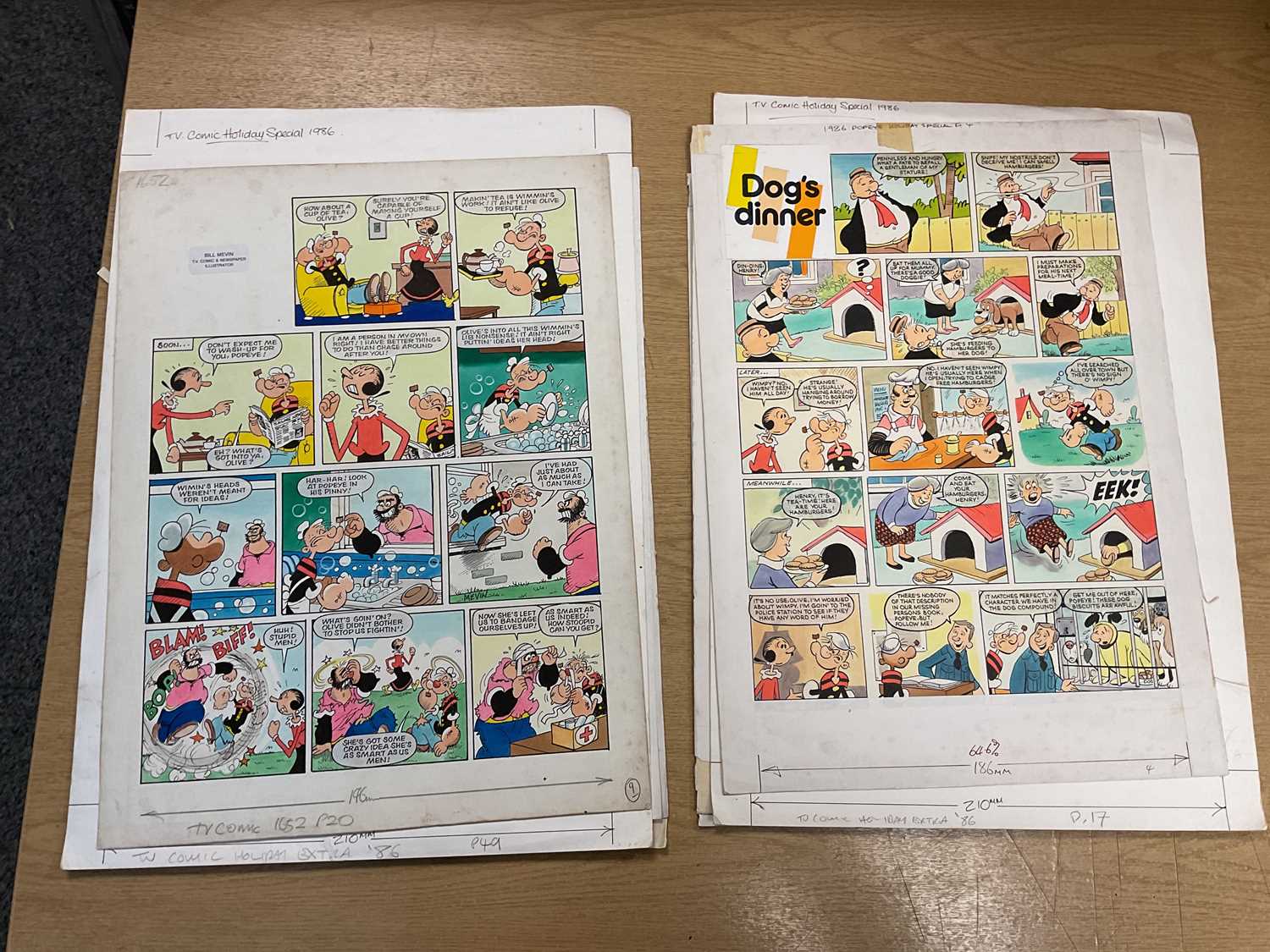 † BILL MEVIN; ten original storyboard cartoons for Popeye, some with annotated detail. Condition - Image 5 of 7