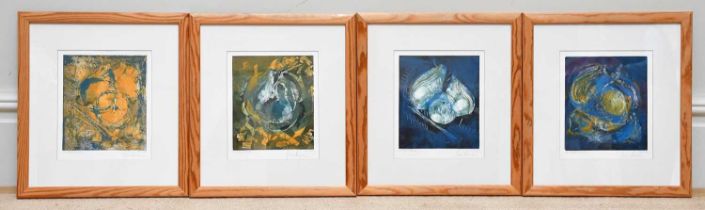 † JUNE BEVAN; a group of four pencil signed prints, 'Image of Fruit', each signed, 24 x 20cm, each