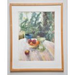 † JUNE BEVAN; watercolour, 'Fruit on the Dining Table', signed lower left, 55 x 40cm, framed and