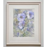 † JUNE BEVAN; watercolour, 'Light Blue Poppies', signed lower right, 40 x 29cm, framed and glazed.