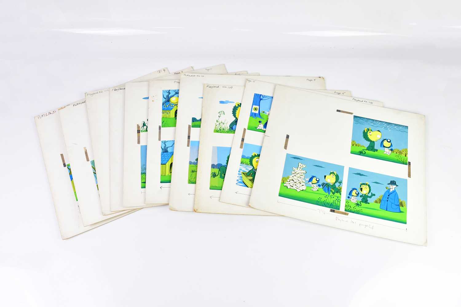 † BILL MEVIN; a group of ten original storyboard cartoons for The Herbs Parsley the Lion, some