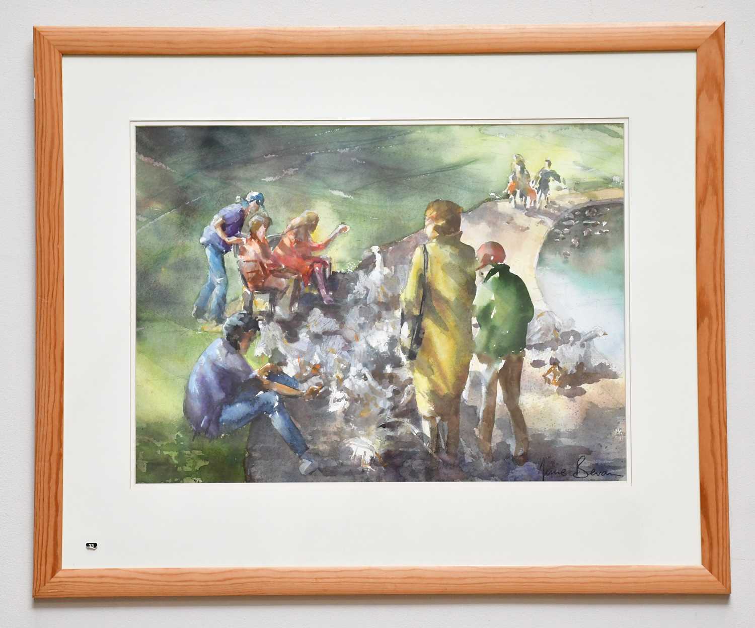 † JUNE BEVAN; watercolour, 'Finding the Geese II', signed lower right, 38 x 51cm, framed and
