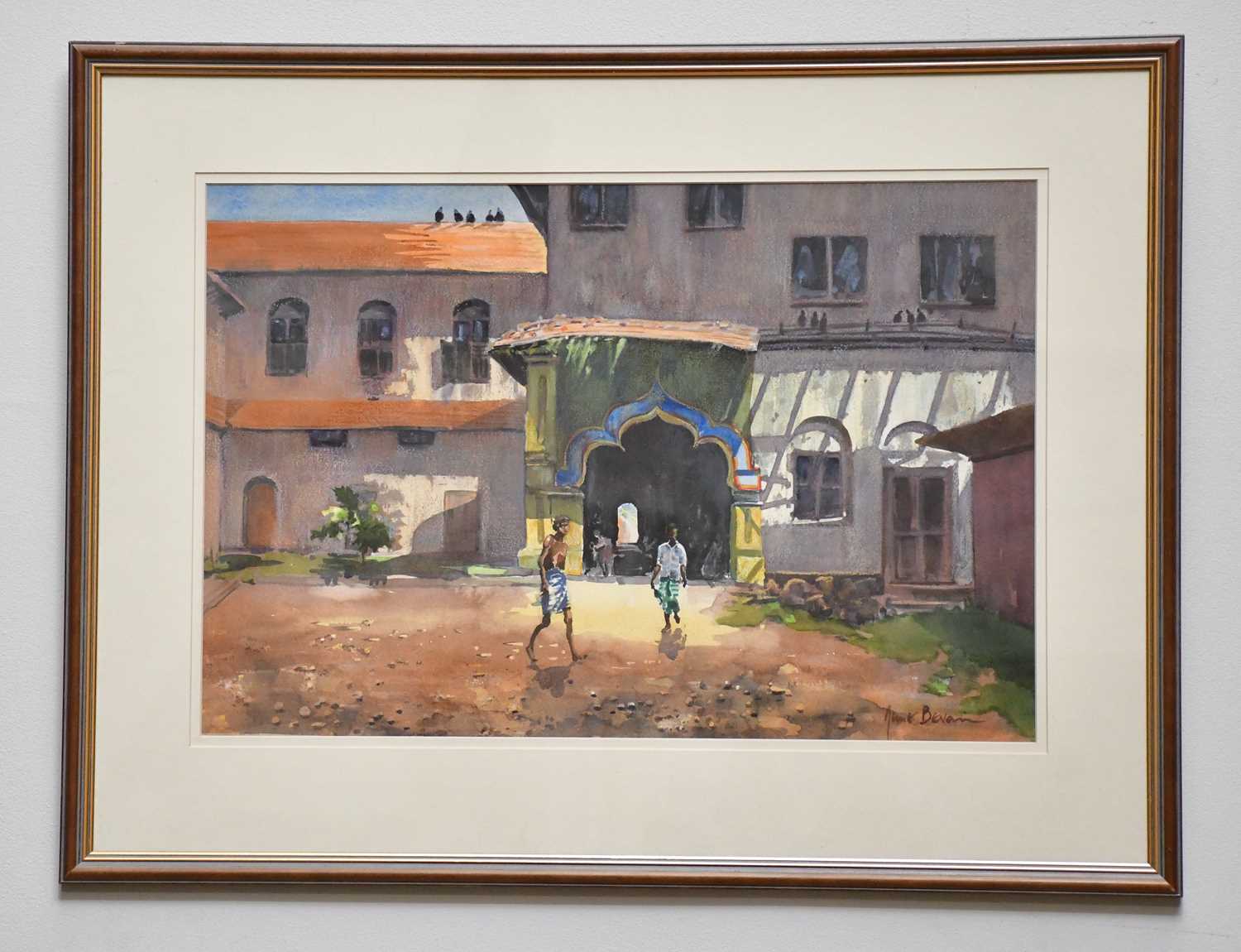 † JUNE BEVAN, watercolour, 'Archway in Cochin', signed lower right, 36 x 54cm, framed and glazed.