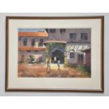 † JUNE BEVAN, watercolour, 'Archway in Cochin', signed lower right, 36 x 54cm, framed and glazed.